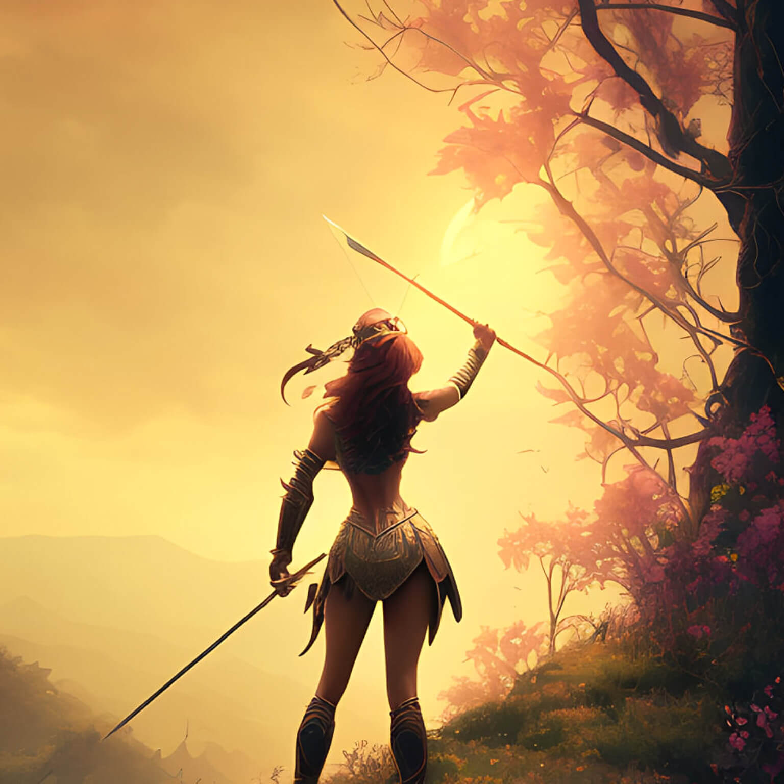 Ein KI Bild von einer Krieger Prinzessin im Wald