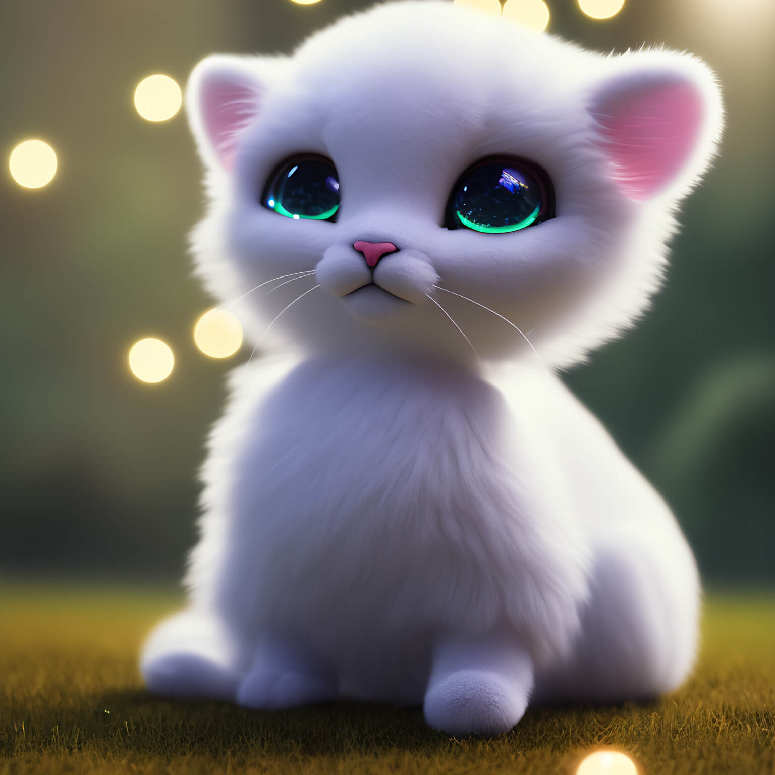 Ein KI Bild von einer niedlichen kleinen Katze mit grünen Augen
