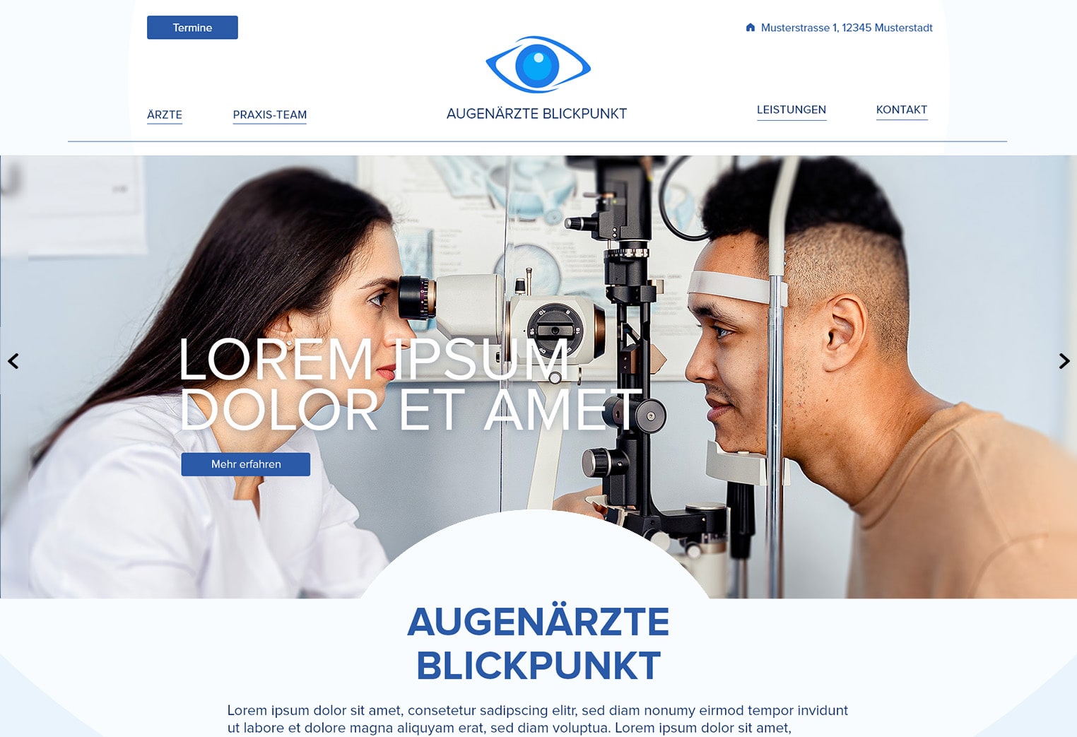 Blickpunkt Augenarztpraxis Webseite