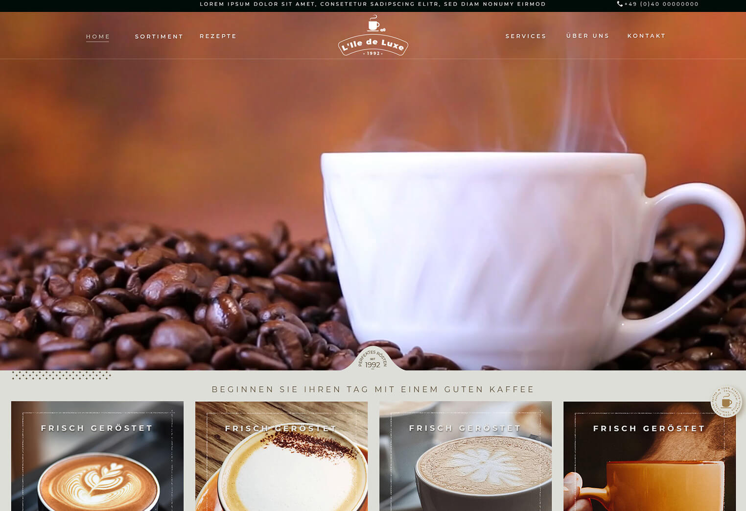 Lile de luxe Kaffee Webseite